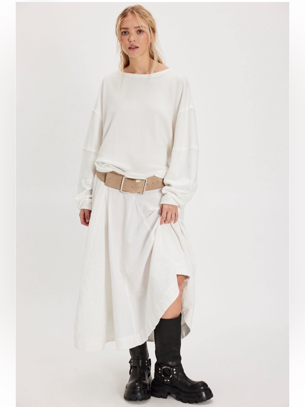 Free People Total Eclipse Tee Ivory Xs NWOT